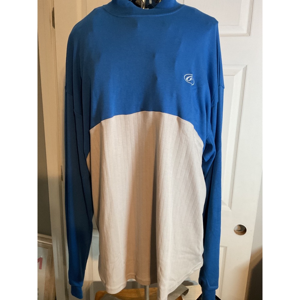 Rawlings Mens‎ XL Blue Grey Colorblock Mock Neck Long Sleeve Shirt PMTU-R-91 NWT